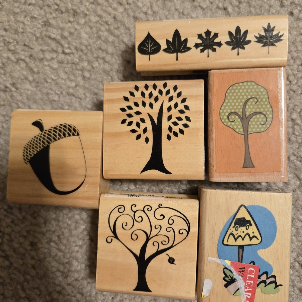 Wood Stamps with Nature Designs Set Of 9 Paper Crafts Scrapbooking